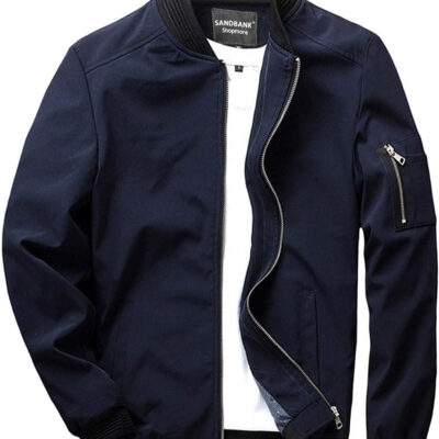 689c86cc3657cbfed53d36abf4c9f35cba74af8cb2d32c56ac8c8.jpg sandbank Men's Slim Fit Lightweight Softshell Flight Bomber Jacket Coat