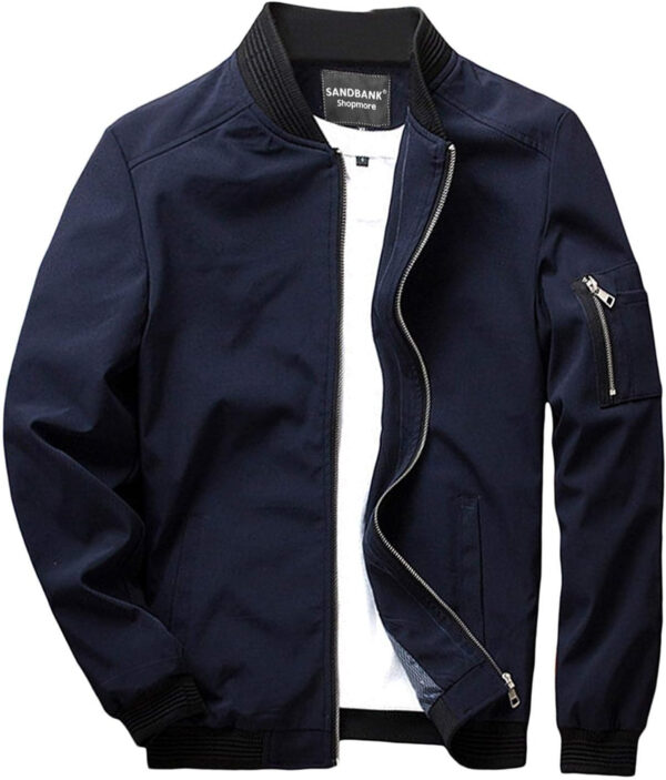 689c86cc3657cbfed53d36abf4c9f35cba74af8cb2d32c56ac8c8.jpg sandbank Men's Slim Fit Lightweight Softshell Flight Bomber Jacket Coat