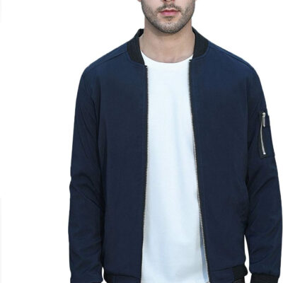 689c86cfc446e20032d4de4e4adbb11a1cb8070491b7a2dea90d1.jpg sandbank Men's Slim Fit Lightweight Softshell Flight Bomber Jacket Coat