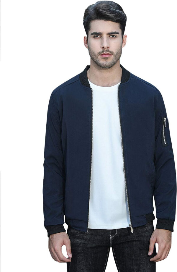 689c86cfc446e20032d4de4e4adbb11a1cb8070491b7a2dea90d1.jpg sandbank Men's Slim Fit Lightweight Softshell Flight Bomber Jacket Coat
