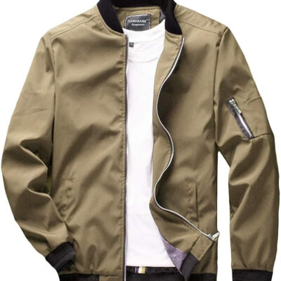 689c86daa524d63390939db6b5465693fb27e1cfc2bfe3c0ead2f.jpg sandbank Men's Slim Fit Lightweight Softshell Flight Bomber Jacket Coat