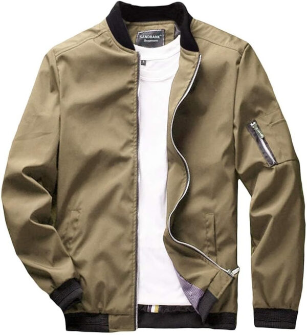 689c86daa524d63390939db6b5465693fb27e1cfc2bfe3c0ead2f.jpg sandbank Men's Slim Fit Lightweight Softshell Flight Bomber Jacket Coat