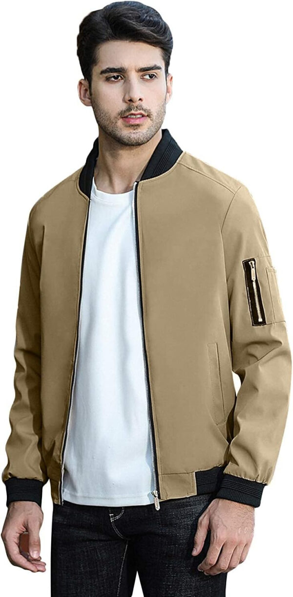 689c86dc14f4a168d418ed2763b9c8ab1c763d3d7449db3f3c85b.jpg sandbank Men's Slim Fit Lightweight Softshell Flight Bomber Jacket Coat