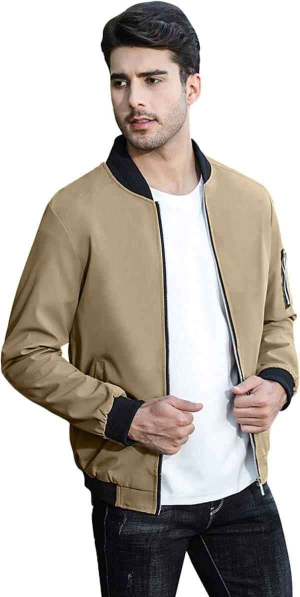 689c86dd7af2fd732f6c36cc93c561e34c204931fabb54825c892.jpg sandbank Men's Slim Fit Lightweight Softshell Flight Bomber Jacket Coat