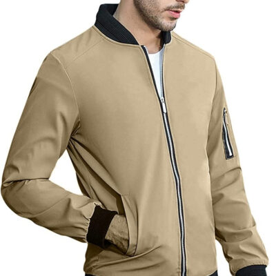 689c86deede9b56c542ccfaf1137ab335421f74903aa302481d85.jpg sandbank Men's Slim Fit Lightweight Softshell Flight Bomber Jacket Coat