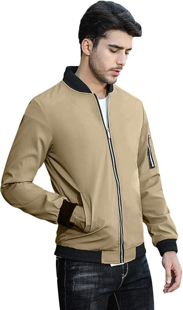 689c86deede9b56c542ccfaf1137ab335421f74903aa302481d85.jpg sandbank Men's Slim Fit Lightweight Softshell Flight Bomber Jacket Coat