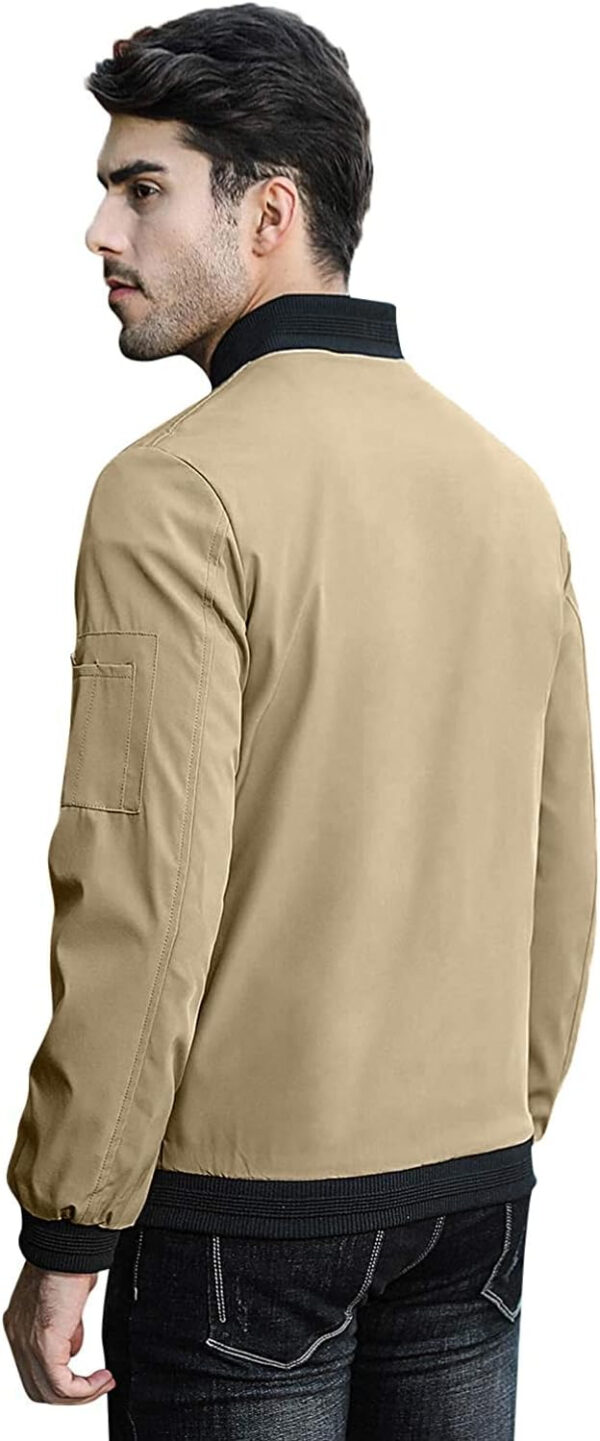 689c86e08ca8a1cc969323a8dcd5e0b2f0ebcffaf39143f8e2b0f.jpg sandbank Men's Slim Fit Lightweight Softshell Flight Bomber Jacket Coat
