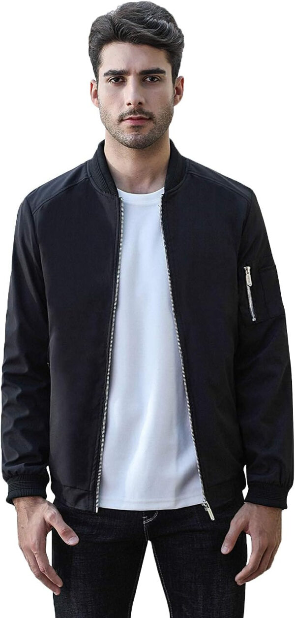 689c86e91661a62eaeb3f894ce774b720e2c6f254d1a7a4b22552.jpg sandbank Men's Slim Fit Lightweight Softshell Flight Bomber Jacket Coat