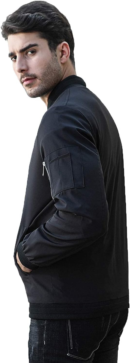 689c86ea967c675659a015b2e09892566c1c88c7aedeea0cfcfba.jpg sandbank Men's Slim Fit Lightweight Softshell Flight Bomber Jacket Coat