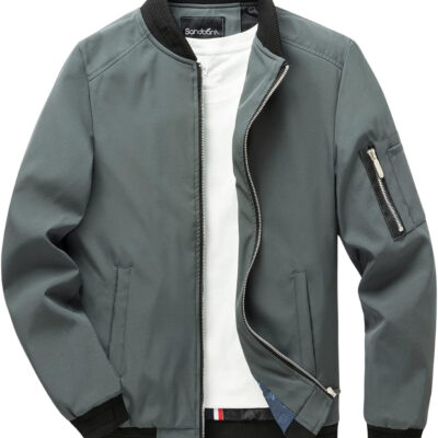 689c86f3782e1b7d107409d582137bde6fe109924138833789574.jpg sandbank Men's Slim Fit Lightweight Softshell Flight Bomber Jacket Coat