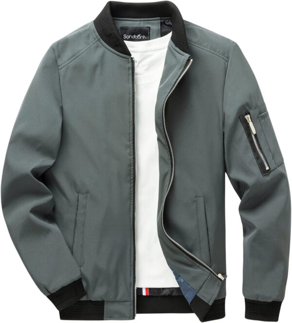 689c86f3782e1b7d107409d582137bde6fe109924138833789574.jpg sandbank Men's Slim Fit Lightweight Softshell Flight Bomber Jacket Coat