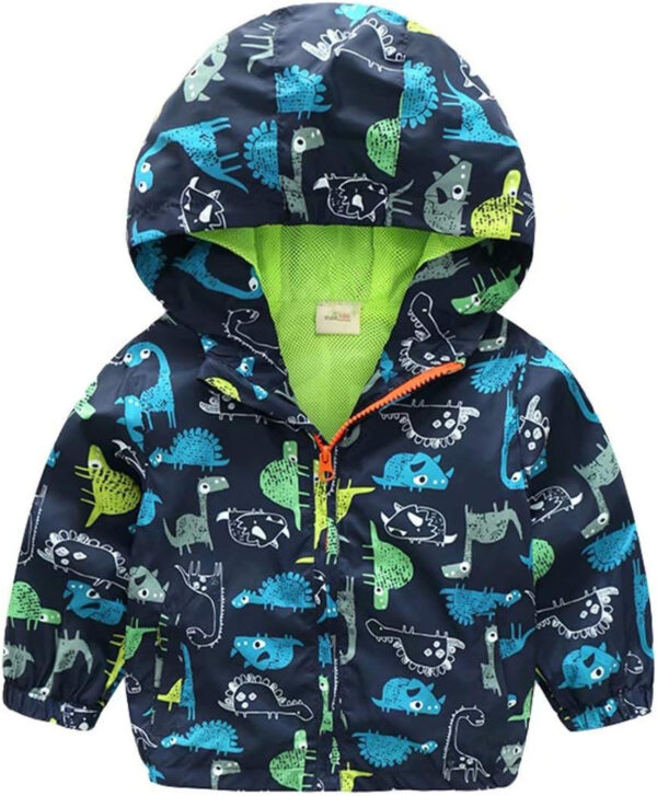 Boys' Hooded Dinosaur Jacket Windbreaker Outerwear