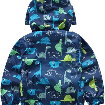Boys' Hooded Dinosaur Jacket Windbreaker Outerwear