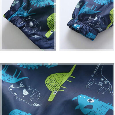 Boys' Hooded Dinosaur Jacket Windbreaker Outerwear