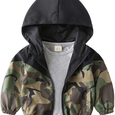 Boys' Hooded Dinosaur Jacket Windbreaker Outerwear
