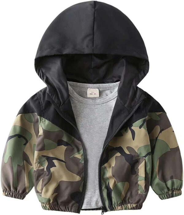 Boys' Hooded Dinosaur Jacket Windbreaker Outerwear