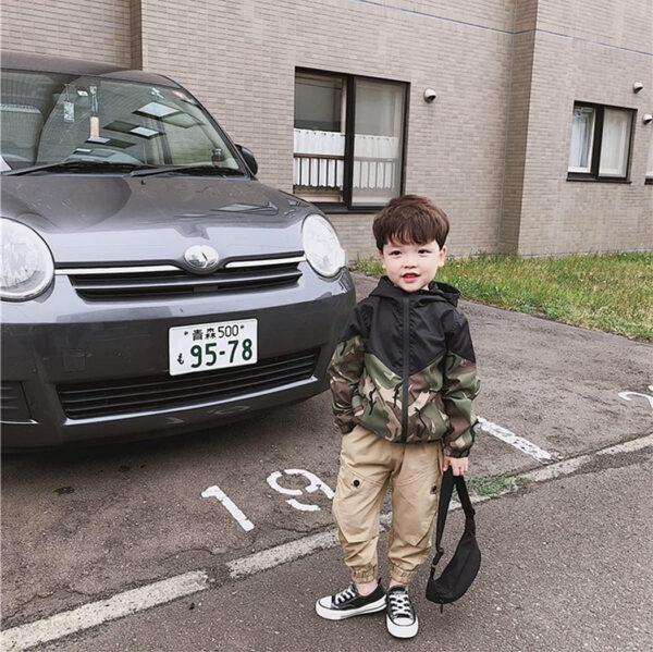 Boys' Hooded Dinosaur Jacket Windbreaker Outerwear