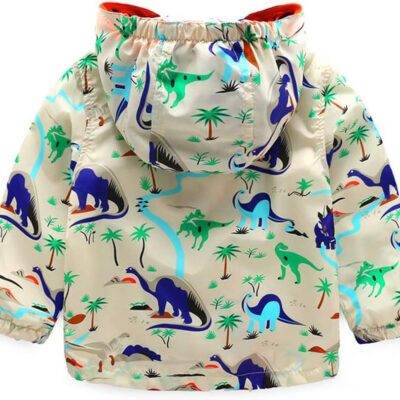 Boys' Hooded Dinosaur Jacket Windbreaker Outerwear