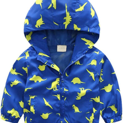 Boys' Hooded Dinosaur Jacket Windbreaker Outerwear
