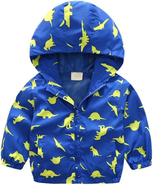 Boys' Hooded Dinosaur Jacket Windbreaker Outerwear