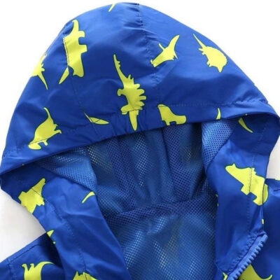 Boys' Hooded Dinosaur Jacket Windbreaker Outerwear