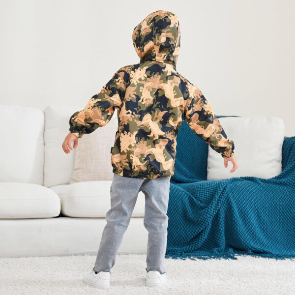Boys' Hooded Dinosaur Jacket Windbreaker Outerwear