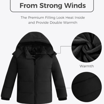 689c881483256835f6bb9a6ce5b79423599a1566f64586b022272.jpg wantdo Boys' Winter Coat Puffer Jacket Waterproof Coat Hooded Zip Up