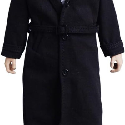 Meetoget 1/12 Scale Male Figure Doll Topcoat Windcheater Clothes for 6 inch Action Figure PM006US,Black
