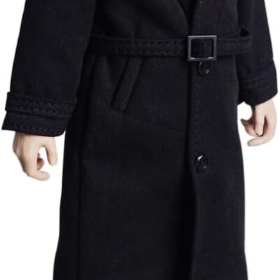 Meetoget 1/12 Scale Male Figure Doll Topcoat Windcheater Clothes for 6 inch Action Figure PM006US,Black