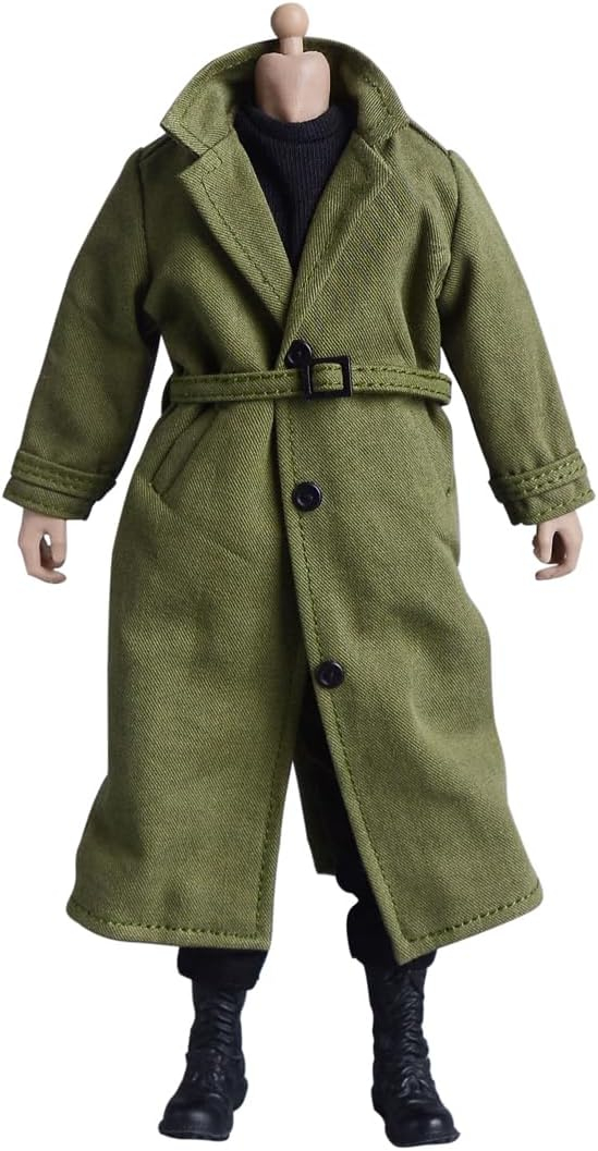 Meetoget 1/12 Scale Male Figure Doll Topcoat Windcheater Clothes for 6 inch Action Figure PM006US,Black