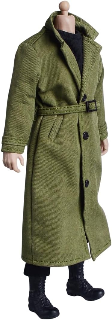 Meetoget 1/12 Scale Male Figure Doll Topcoat Windcheater Clothes for 6 inch Action Figure PM006US,Black