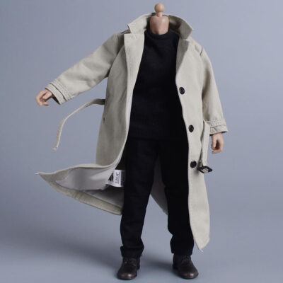 Meetoget 1/12 Scale Male Figure Doll Topcoat Windcheater Clothes for 6 inch Action Figure PM006US,Black