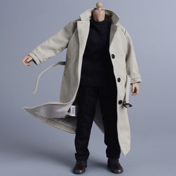 Meetoget 1/12 Scale Male Figure Doll Topcoat Windcheater Clothes for 6 inch Action Figure PM006US,Black