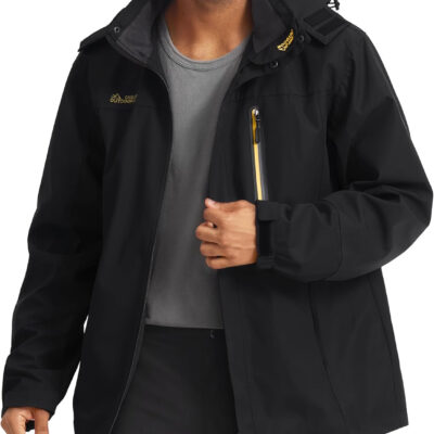 MAGCOMSEN Men's Hooded Windproof Water Resistant Rain Jacket Windbreaker 5 Pockets for Hiking,Fishing,Travel