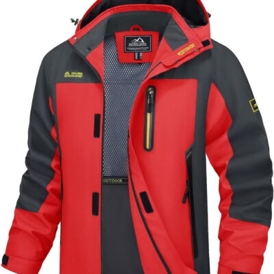 MAGCOMSEN Men's Hooded Windproof Water Resistant Rain Jacket Windbreaker 5 Pockets for Hiking,Fishing,Travel
