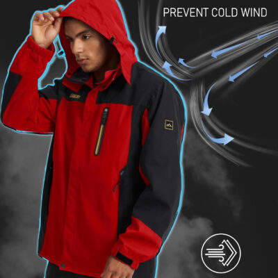 MAGCOMSEN Men's Hooded Windproof Water Resistant Rain Jacket Windbreaker 5 Pockets for Hiking,Fishing,Travel