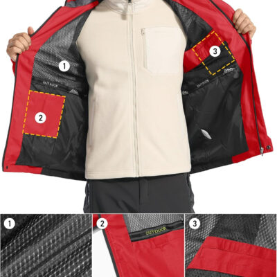 MAGCOMSEN Men's Hooded Windproof Water Resistant Rain Jacket Windbreaker 5 Pockets for Hiking,Fishing,Travel