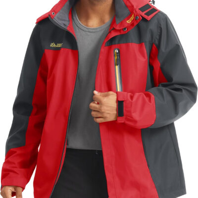 MAGCOMSEN Men's Hooded Windproof Water Resistant Rain Jacket Windbreaker 5 Pockets for Hiking,Fishing,Travel