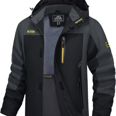 MAGCOMSEN Men's Hooded Windproof Water Resistant Rain Jacket Windbreaker 5 Pockets for Hiking,Fishing,Travel