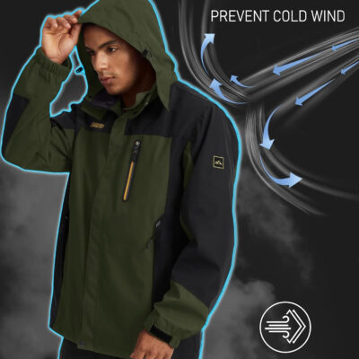 MAGCOMSEN Men's Hooded Windproof Water Resistant Rain Jacket Windbreaker 5 Pockets for Hiking,Fishing,Travel