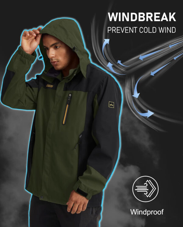 MAGCOMSEN Men's Hooded Windproof Water Resistant Rain Jacket Windbreaker 5 Pockets for Hiking,Fishing,Travel