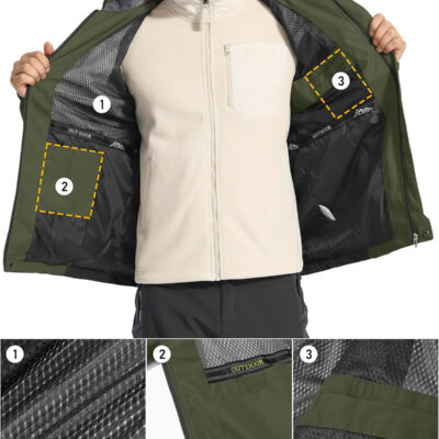MAGCOMSEN Men's Hooded Windproof Water Resistant Rain Jacket Windbreaker 5 Pockets for Hiking,Fishing,Travel