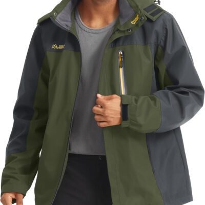 MAGCOMSEN Men's Hooded Windproof Water Resistant Rain Jacket Windbreaker 5 Pockets for Hiking,Fishing,Travel
