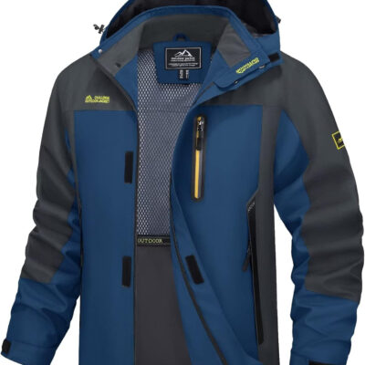 MAGCOMSEN Men's Hooded Windproof Water Resistant Rain Jacket Windbreaker 5 Pockets for Hiking,Fishing,Travel