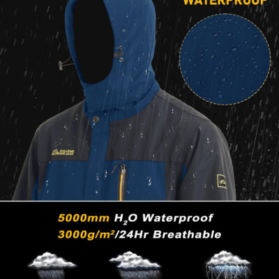 MAGCOMSEN Men's Hooded Windproof Water Resistant Rain Jacket Windbreaker 5 Pockets for Hiking,Fishing,Travel
