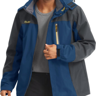 MAGCOMSEN Men's Hooded Windproof Water Resistant Rain Jacket Windbreaker 5 Pockets for Hiking,Fishing,Travel