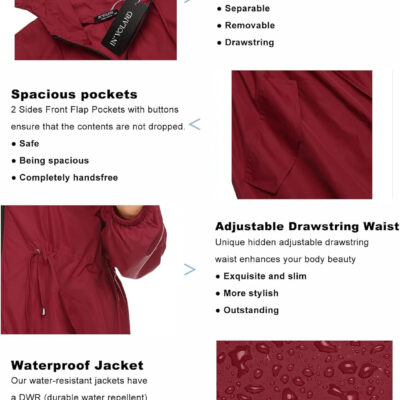 IN'VOLAND womens Windbreaker,raincoat