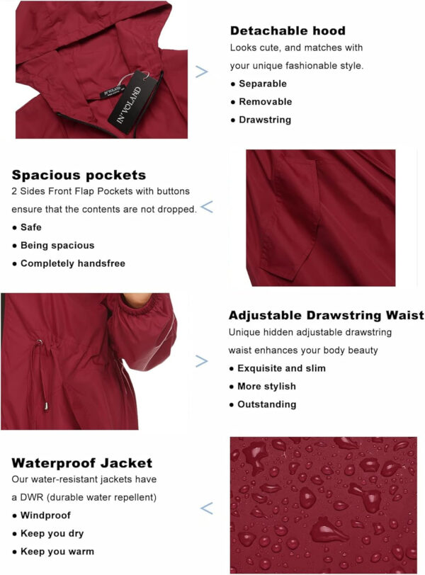 IN'VOLAND womens Windbreaker,raincoat