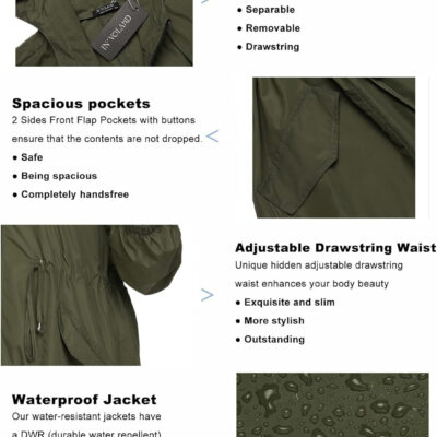 IN'VOLAND womens Windbreaker,raincoat