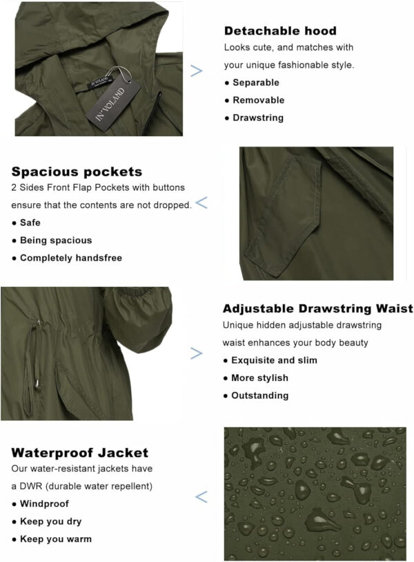 IN'VOLAND womens Windbreaker,raincoat